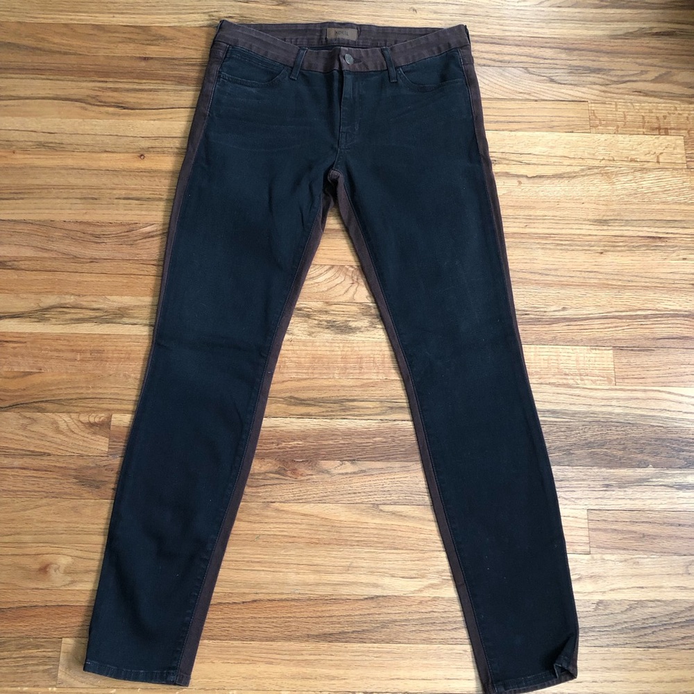 Koral color block two tone skinny slim jeans brown black 31